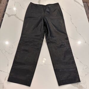 Vintage Lambskin Leather Dress Pants Womens 12P High Waist Straight Leg Career